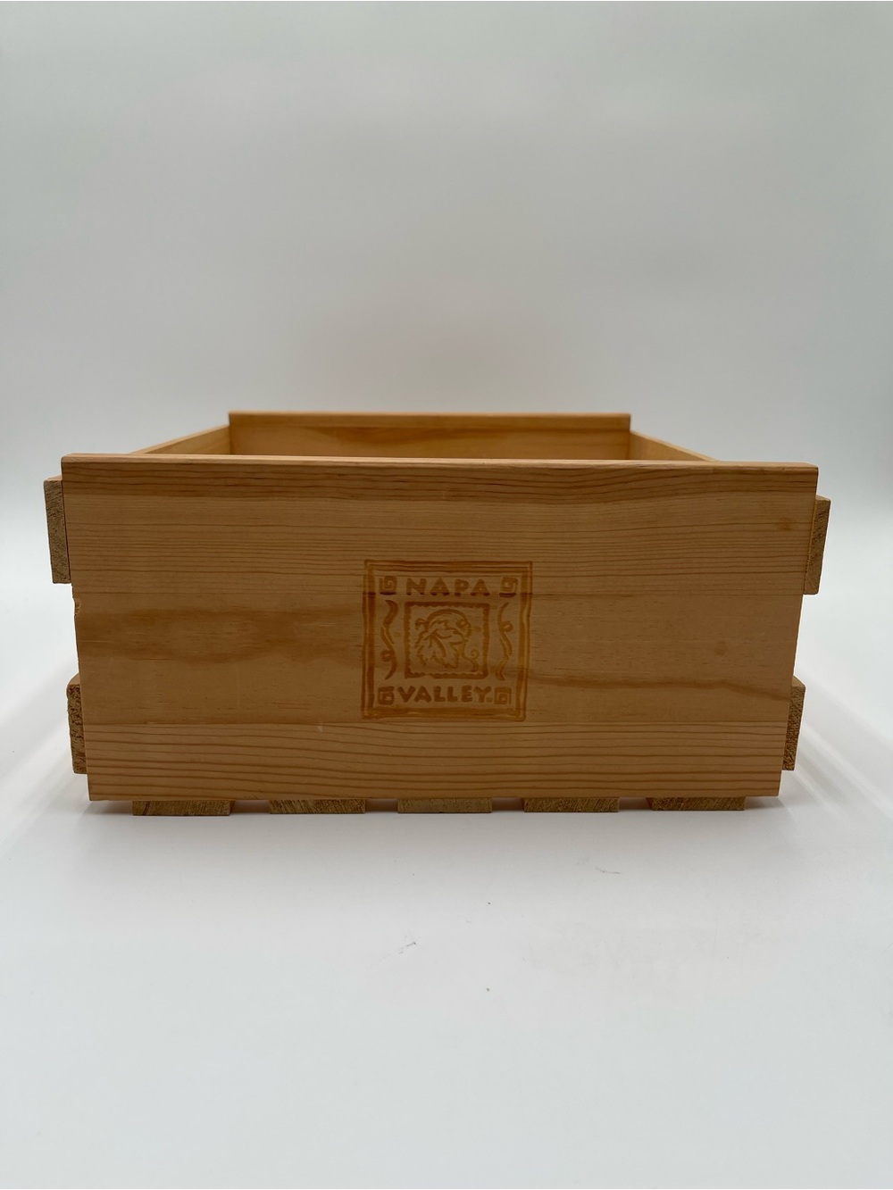 Napa Valley Wood Crate CD Storage Holder - Double Row Vtg Wooden Organizer Box